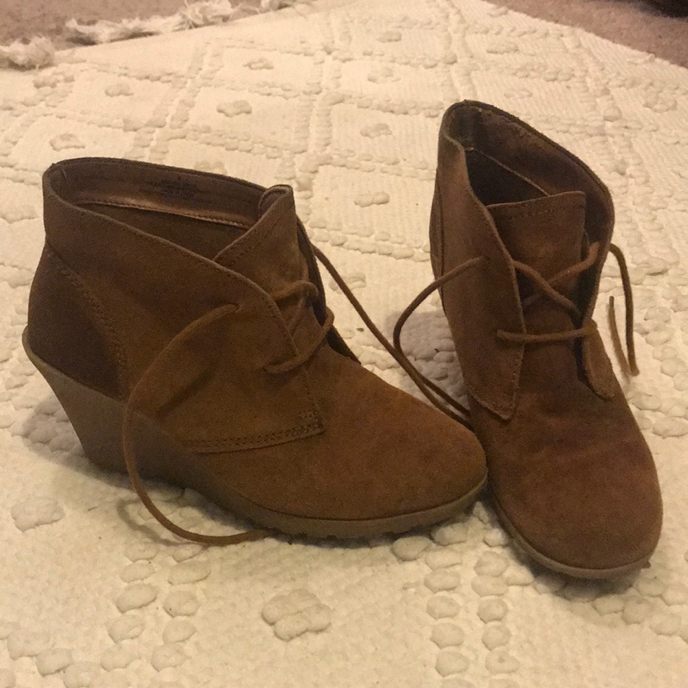 Suede lace up Wedges
